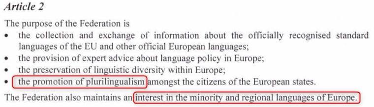 Цель организации - изучение языковой обстановки в конкретной стране и рекомендации, что нужно делать