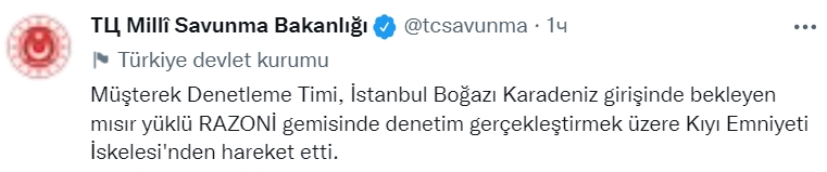 Первый сухогруз с украинским зерном уже проходит контроль в Стамбуле