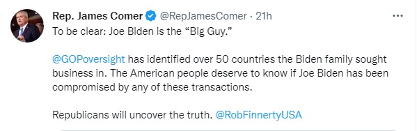 Скриншот из Твиттера Джеймса Комера