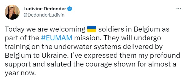 Скріншот з Твіттера Людивін Дедондер