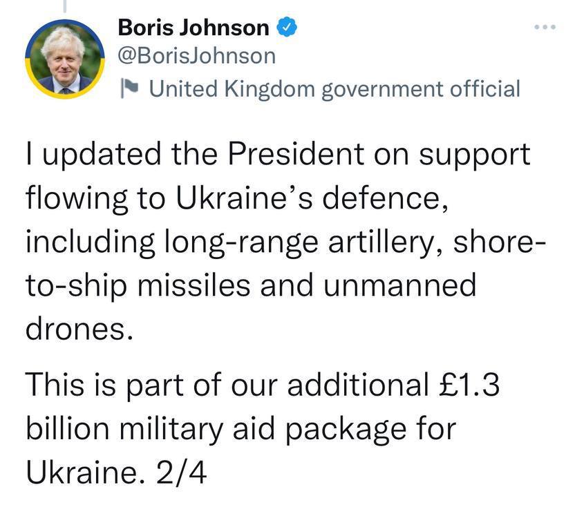 Скриншот из Твиттера Бориса Джонсона