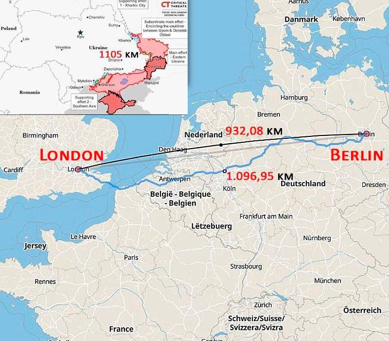 Длина линии фронта в Украине