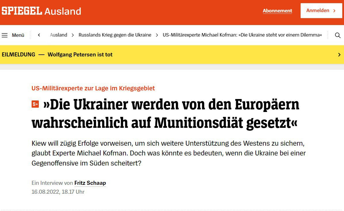 Скриншот с сайта Der Spiegel 