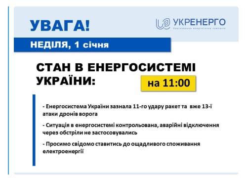 Скриншот с сайта "Укрэнерго"