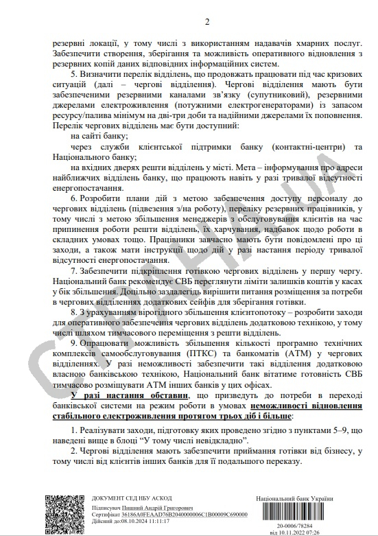 письмо Национального банка от 10 ноября 2022 года