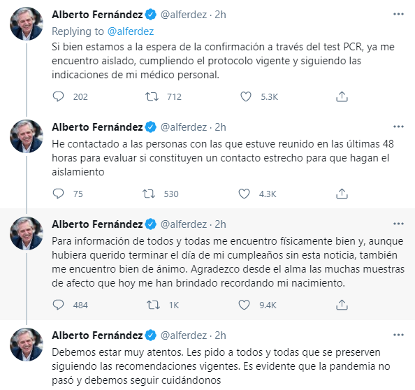 Президент Аргентины заболел Covid-19 после вакцинации "Спутником V". Скриншот