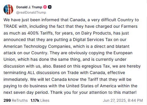 Снимок заголовка на truthsocial.com