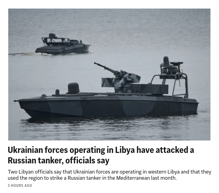 Снимок заголовка на apnews.com &ndash; Украина атаковала российский танкер в Средиземном море